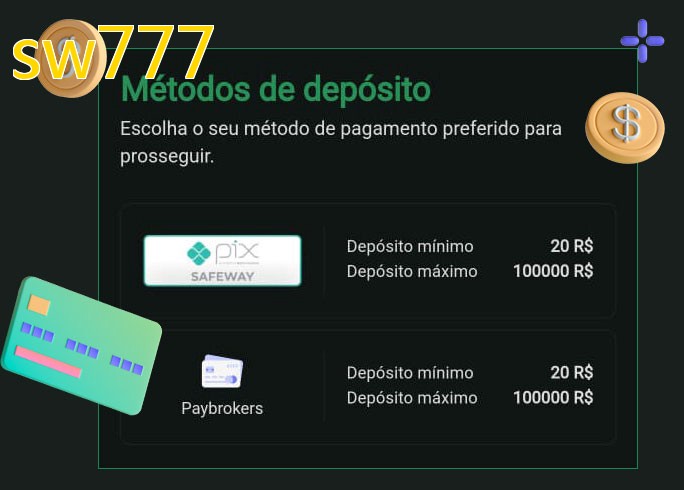 O cassino sw777bet oferece uma grande variedade de métodos de pagamento